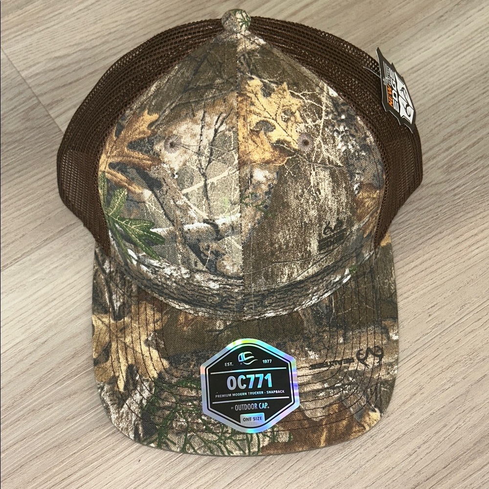 Realtree Camo Outdoor Trucker Cap Brown NEW Adjustable SnapBack Hunting Baseball